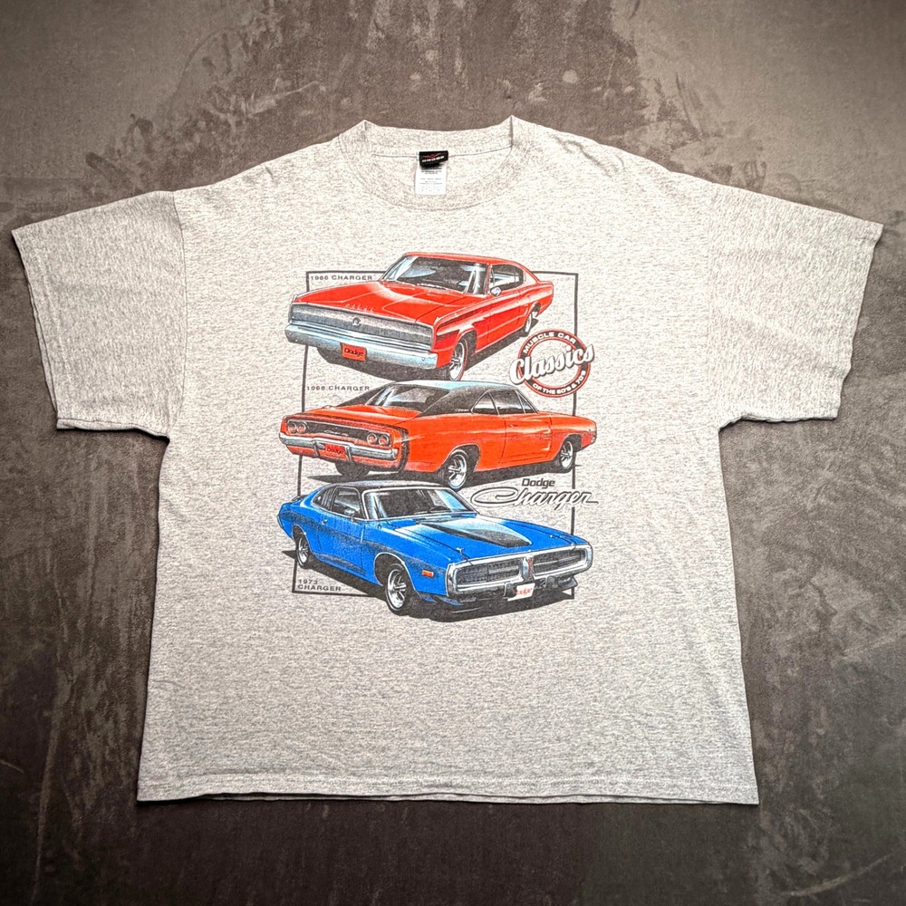 Dodge T-Shirt Mens XL Gray Muscle Car Classics Charger Graphic 2004 Vintage Tee